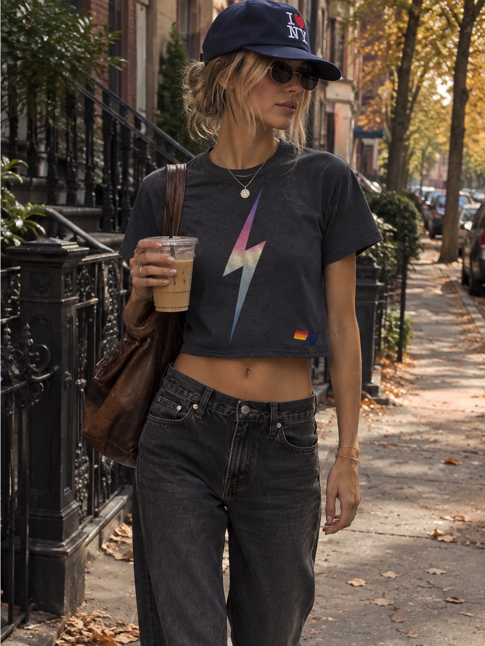 Aviator Nation Graphic Lightning Tee in Black